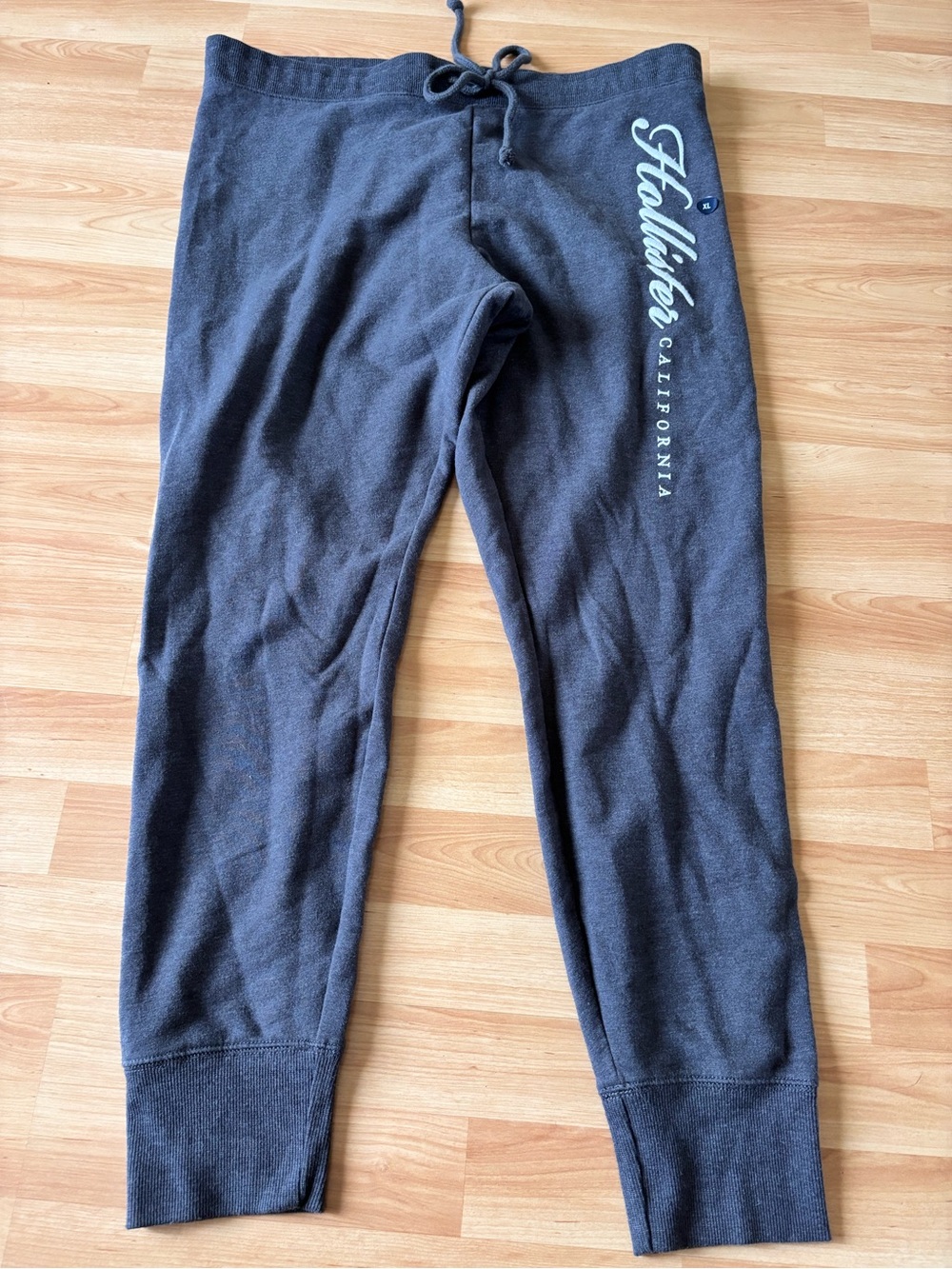 Hollister Dark Gray Jogger Sweatpants with Script Logo